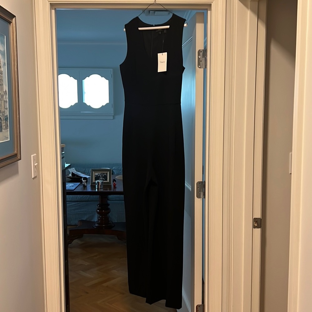 Theory black jumpsuit with tags.